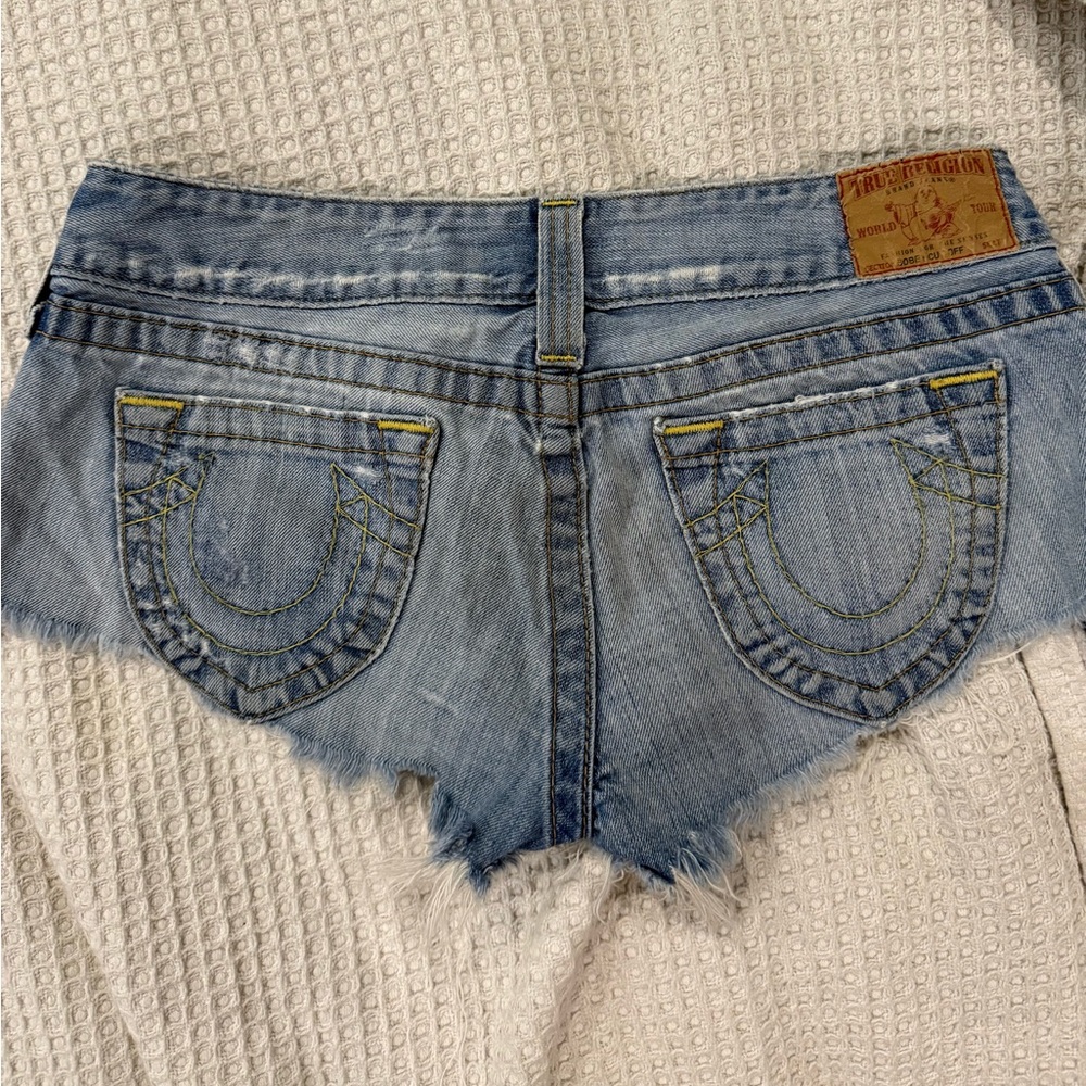 True Religion Light Blue Denim Shorts